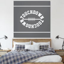 Bold Football TOUCHDOWN Stripes On Sporty Gray