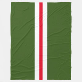 Bold Forest Green Bright Red White Racing Stripes Fleece Deken