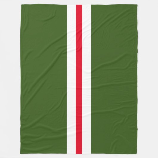 Bold Forest Green Bright Red White Racing Stripes Fleece Deken (Voorkant)