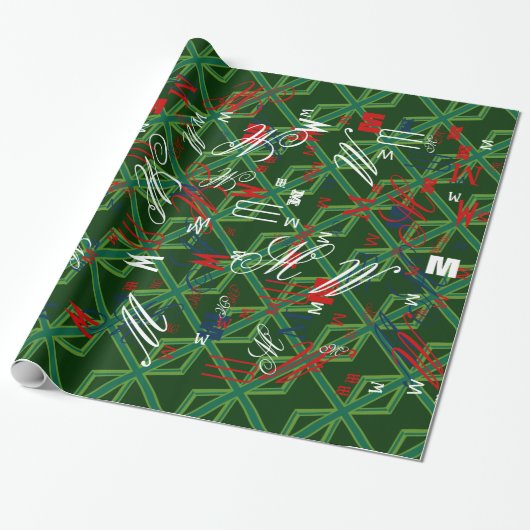 Bold Forest Green Union Jack Cadeaupapier (Uitgerold)