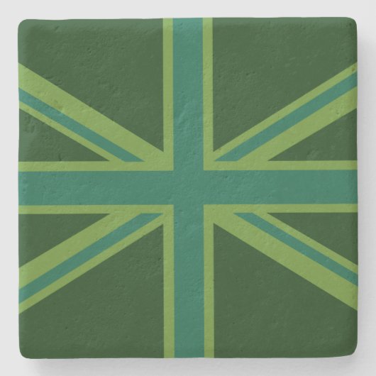 Bold Forest Green Union Jack Stenen Onderzetter (Voorkant)