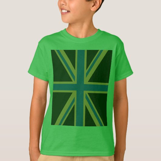 Bold Forest Green Union Jack T-shirt (Voorkant)