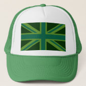 Bold Forest Green Union Jack Trucker Pet (Voorkant)