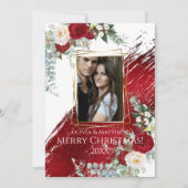 BOLD Foto Lijst Crimson Merry Kerstmis Kaart (Voorkant)
