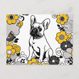 Bold Franse Bulldog Pop Kunstportret Briefkaart
