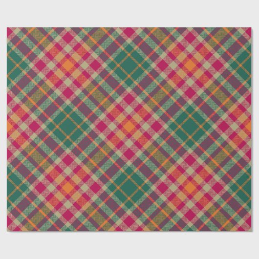 Bold Fuchsia Emerald Green Modern Diagonal Plaid Cadeaupapier (Vlak)