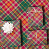 Bold Fuchsia Emerald Green Modern Diagonal Plaid Inpakpapier Vel