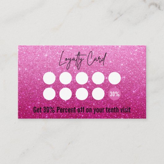 Bold Fuchsia Glitter Ombre Lash Technician Klantenkaartje (Voorkant)