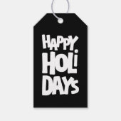 Bold & Fun Black & White Happy Holidays Cadeaulabel (Voorkant)