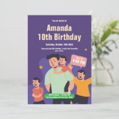 Bold & Fun Familie Verjaardag Uitnodiging (Staand voorkant)