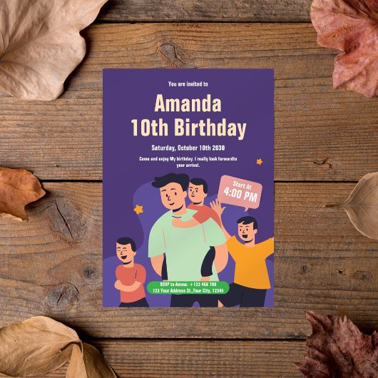 Bold & Fun Familie Verjaardag Uitnodiging