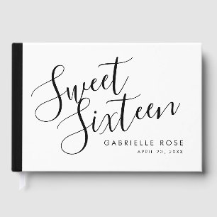 Bold Fun Minimalist Black Stripe Sweet 16 Gastenboek