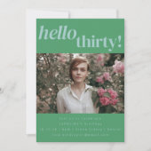Bold Fun Modern Green 30e verjaardag Party Foto Kaart (Voorkant)