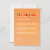 Bold Fun Modern Orange Sunset Monogram Wedding Bedankkaart (Voorkant)