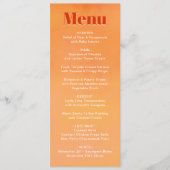 Bold Fun Modern Orange Sunset Monogram Wedding Menu (Voorkant)