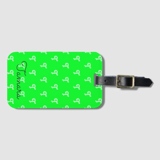 Bold Fun Monogram Initiaal Neon Green Bagagelabel (Voorkant (horizontaal))