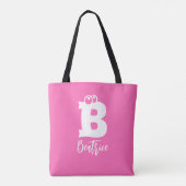 Bold fun typography monogram name pink white  tote bag (Achterkant)