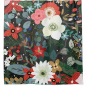 Bold Funky Bloemen Dark Chic Modern  Chic Douchegordijn (Voorkant)