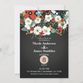 Bold Funky Colorful Floral Dark Chic Wedding Kaart (Voorkant)