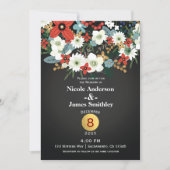 Bold Funky Colorful Floral Dark Chic Wedding Kaart (Voorkant)