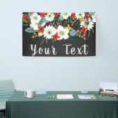 Bold Funky Kleurrijke Bloemen Donker Chic Bruiloft Spandoek (Beurs)