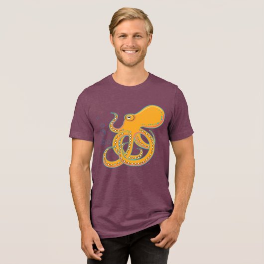 Bold & Funky Octopus Art Tri-Blend Shirt (Voorkant volledig)