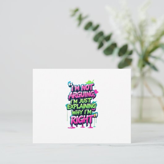 Bold Funny Quote Neon Graffiti Design Briefkaart (Staand voorkant)