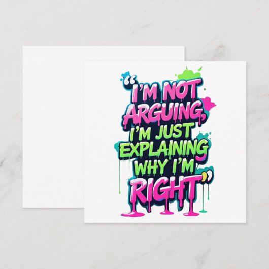 Bold Funny Quote Neon Graffiti Design Kaart (Voorkant / Achterkant)