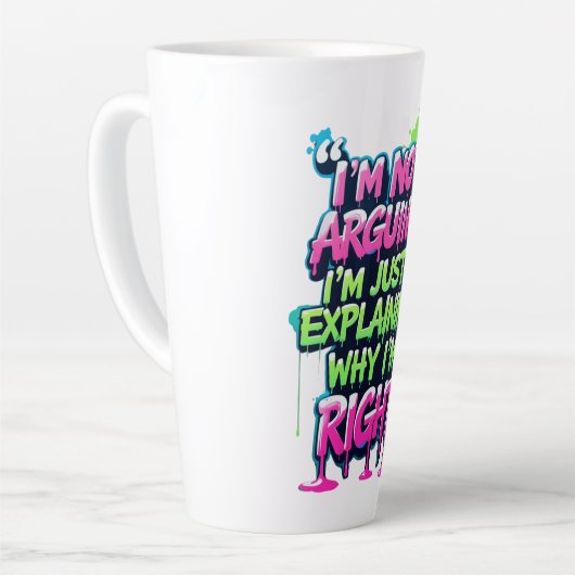 Bold Funny Quote Neon Graffiti Design Latte Mok (Linkerhoek)