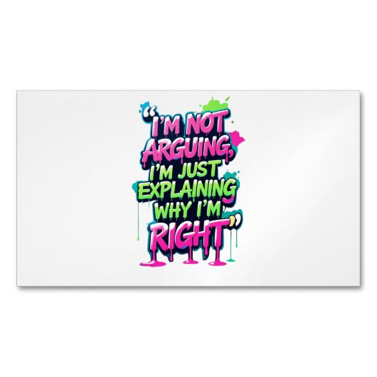 Bold Funny Quote Neon Graffiti Design Magnetisch Visitekaartje (Voorkant)