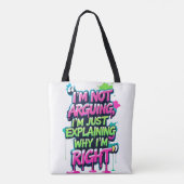 Bold Funny Quote Neon Graffiti Design Tote Bag (Achterkant)