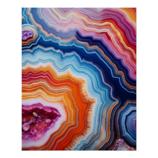Bold Geode Layers – Kleurrijke Abstracte minerale  Perfect Poster