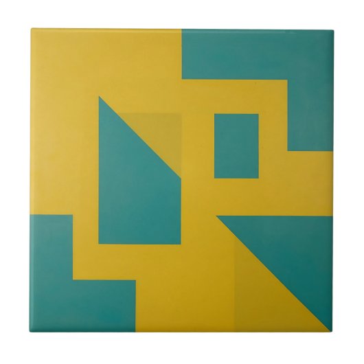 Bold Geometric Abstract Yellow Teal Tegeltje (Voorkant)