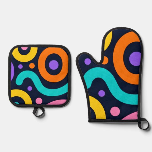 Bold Geometric Circles Ovenwant & Pannenlap Set (Voorkant)