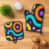 Bold Geometric Circles Ovenwant & Pannenlap Set (Top down)