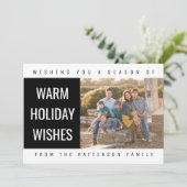 Bold Geometric Holiday Photo Card | Black Feestdagenkaart (Staand voorkant)