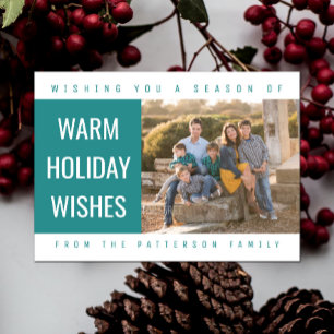 Bold Geometric Holiday Photo Card   BLAUWGROEN Feestdagenkaart
