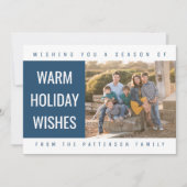 Bold Geometric Holiday Photo Card | Blue Feestdagenkaart (Voorkant)