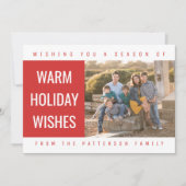 Bold Geometric Holiday Photo Card | Red Feestdagenkaart (Voorkant)