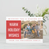 Bold Geometric Holiday Photo Card | Red Feestdagenkaart (Staand voorkant)