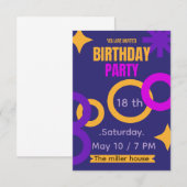 Bold Geometric Neon 18th Birthday Party Invitation Bedankkaart (Voorkant / Achterkant)