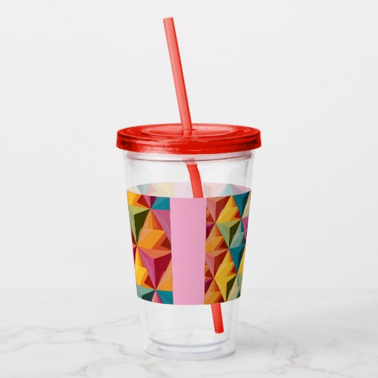 Bold Geometric Triangle Pattern Acryl Drinkbeker (Links)
