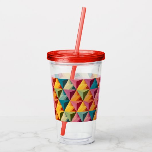 Bold Geometric Triangle Pattern Acryl Drinkbeker (Achterkant)