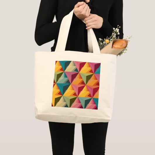 Bold Geometric Triangle Pattern Grote Tote Bag (Voorkant (product))