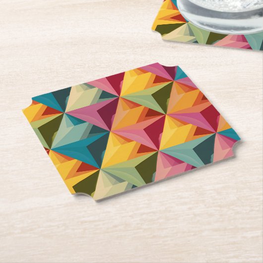 Bold Geometric Triangle Pattern Kartonnen Onderzetters (Gekanteld)