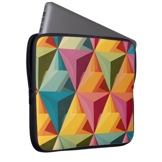 Bold Geometric Triangle Pattern  Laptop Sleeve (Voorkant Rechts)