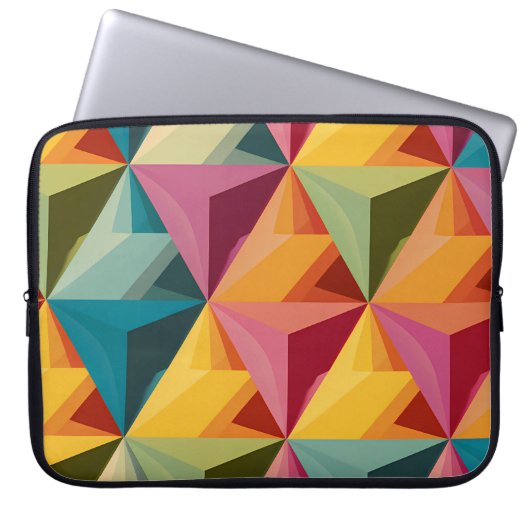 Bold Geometric Triangle Pattern  Laptop Sleeve (Voorkant)