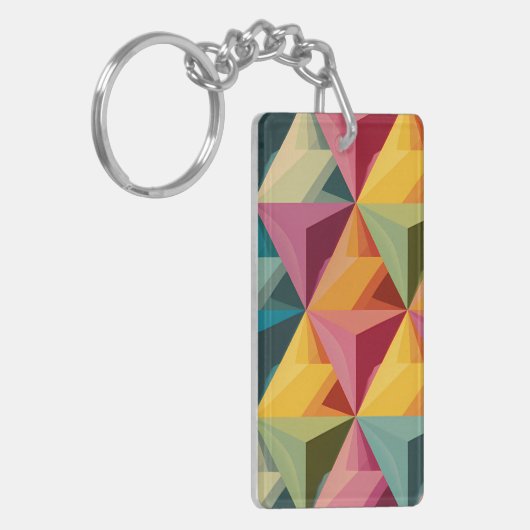 Bold Geometric Triangle Pattern Sleutelhanger (Voorkant Links)