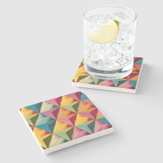 Bold Geometric Triangle Pattern  Stenen Onderzetter (Zijkant)