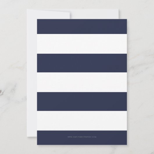 BOLD GESTREEPT verjaardagsfeest UITNODIGEN marine  Kaart (Achterkant)